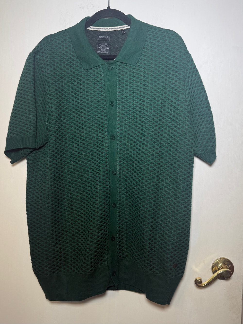 Buffalo- David Bitton Men's Dark Green Short-Sleeve Knit Cardigan XL